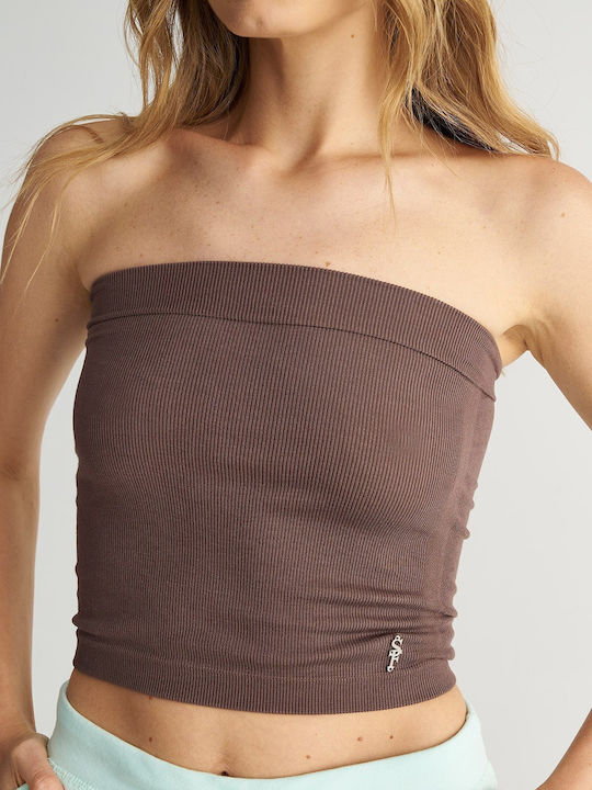 Bluza Damă Crop Top Maro