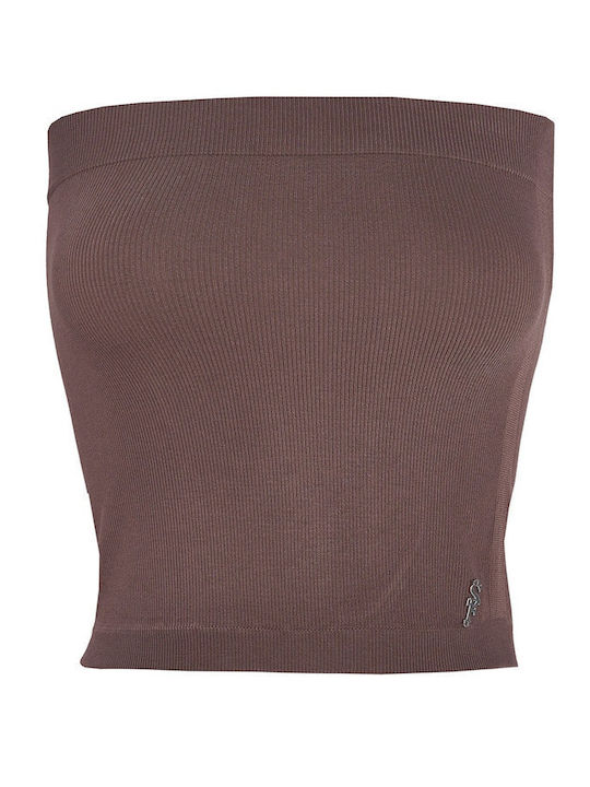 Bluza Damă Crop Top Maro