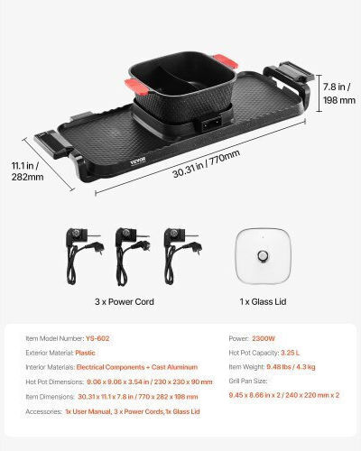 Vevor Teppanyaki Utensil with Adjustable Thermostat 2300W