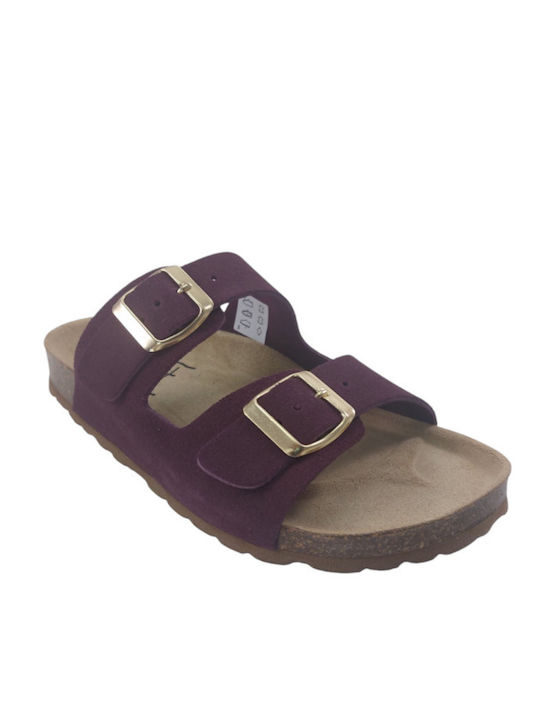 Leder Flache Sandalen für Damen Anatomisch in Lila Farbe