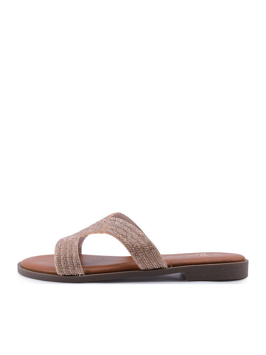 Women's Flat Sandals in Gold Color