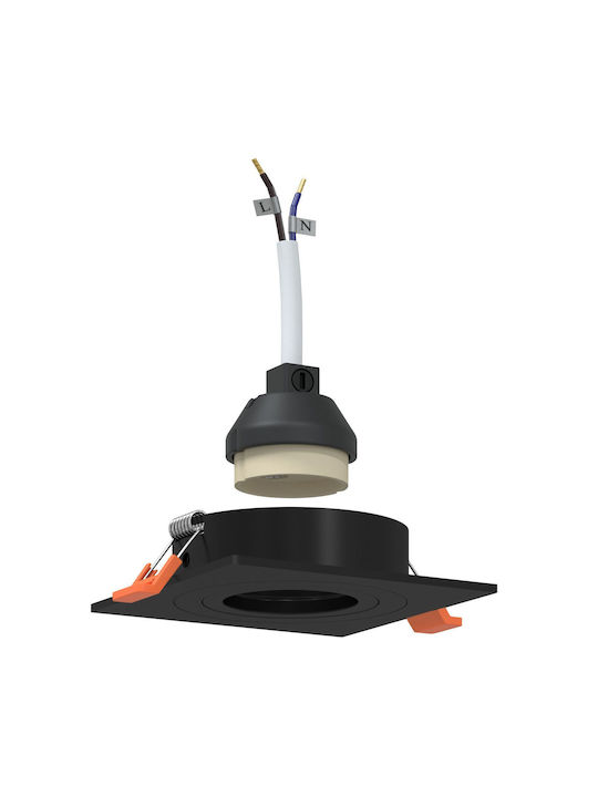 vidaXL Quadratischer Metallischer Deckenstrahler mit Eingebauter LED und Warmweißem Licht Schwarz 9,1x9,1cm
