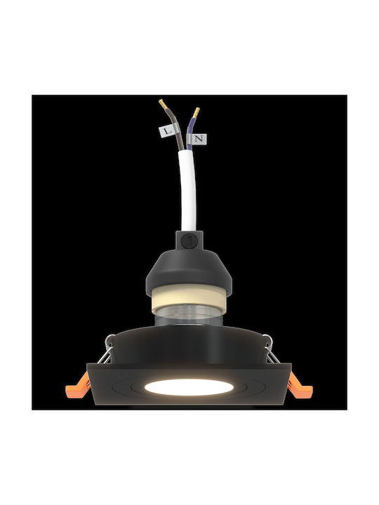 vidaXL Square Metallic Ceiling Spot with Built-in LED and Warm White Light Black 9.1x9.1cm 6pcs