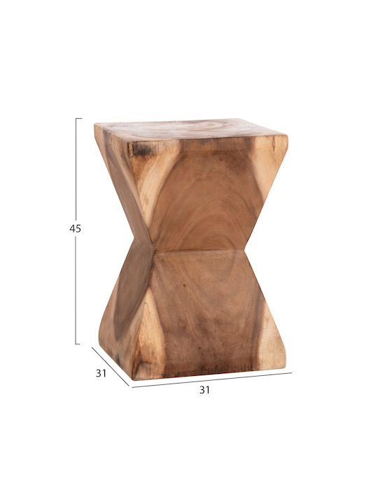 Stool For Living Room Wooden Anvil Natural Color 31x31x45cm