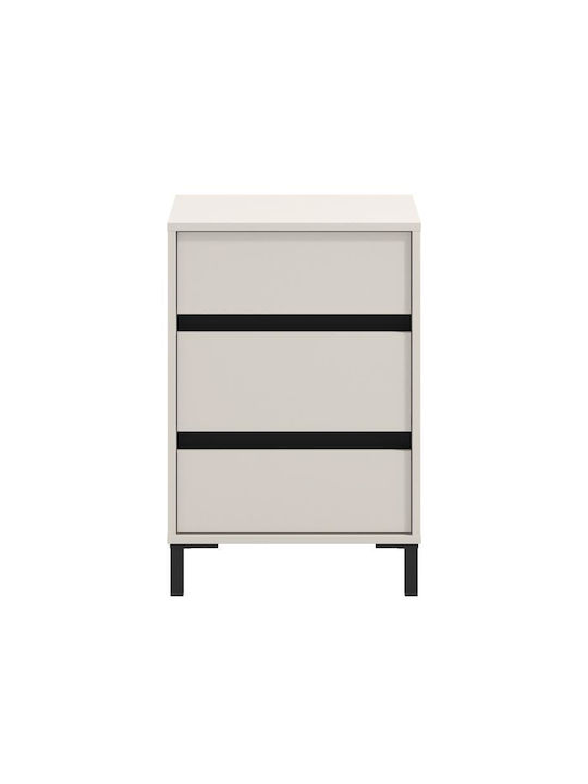 Κομοδίνο Marron No3f Ξύλινο Μαύρο 48x40x71cm