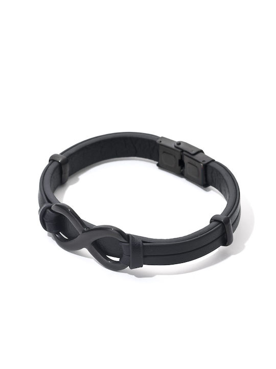 Toro Nero Brățară Pentru Bărbați Cu Design Simbol Infinit Din Piele 21cm