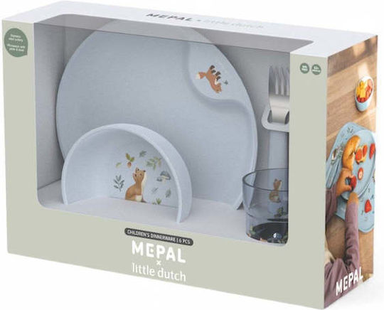 Little Dutch Feeding Set Mio Forest Friends made of Plastic Light Blue 3pcs