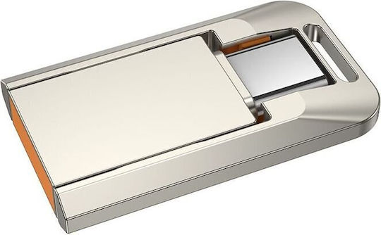 Hoco Pendrive 16GB USB 2.0 Stick with connection USB-A & USB-C Silver
