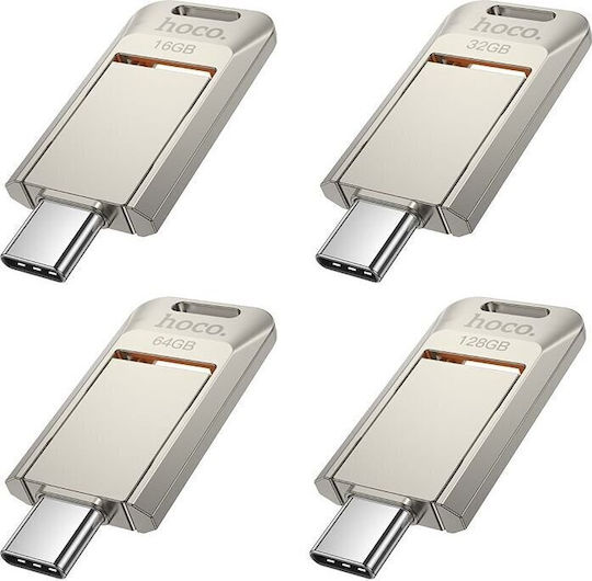 Hoco Pendrive 16GB USB 2.0 Stick with connection USB-A & USB-C Silver
