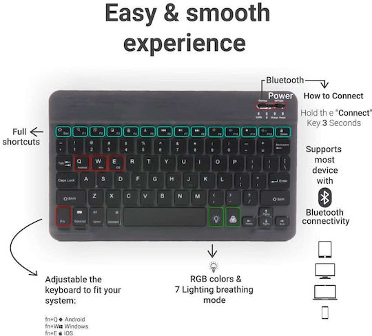 Techsuit WK1 Ασύρματο Bluetooth Πληκτρολόγιο Αγγλικό US