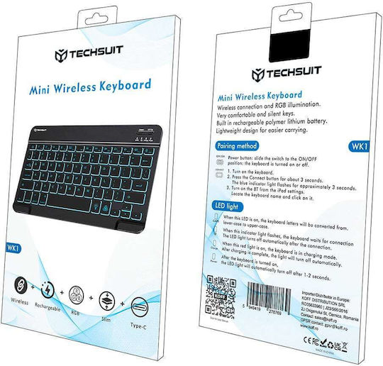 Techsuit WK1 Ασύρματο Bluetooth Πληκτρολόγιο Αγγλικό US