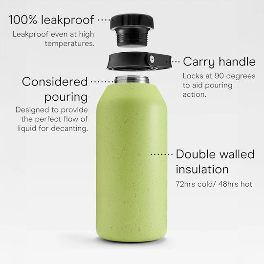Chilly's Big Mouth Bottle Thermos Stainless Steel BPA Free 4lt Lime