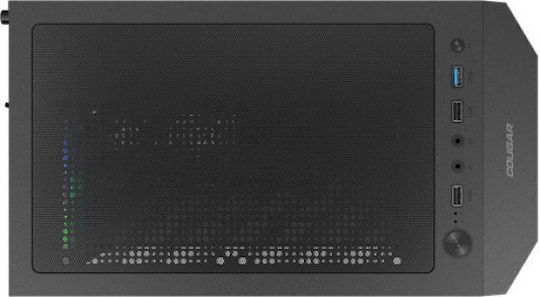 Cougar MX110 Mesh-G Gaming Midi Tower Κουτί Υπολογιστή με Πλαϊνό Παράθυρο και RGB Φωτισμό Μαύρο