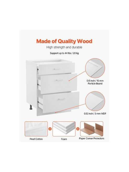 Vevor Small Storage Furniture Shaker Base Cabinet 24 Inches Width X 19 Inches Depth X 32 Inches Height Ready To Assemble 3 Drawers