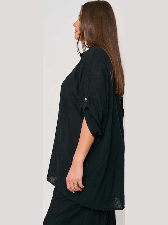 Women's Monochrome Long Sleeve Shirt Black