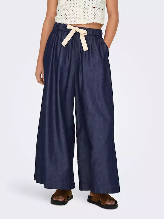 Ankle Damen Stoff Hose Marineblau