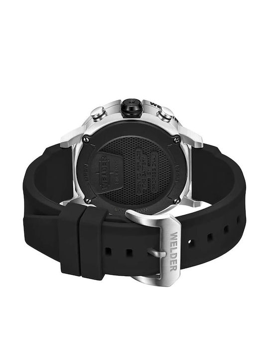 Welder Ανδρικό Ρολόι 45mm Μπαταρίας με Μαύρο Καουτσούκ Λουράκι