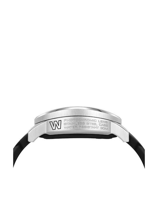 Welder Ανδρικό Ρολόι 45mm Μπαταρίας με Μαύρο Καουτσούκ Λουράκι