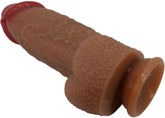 Pretty Love Achille Glass Dildo with Balls and Suction Cup Brown 22cm
