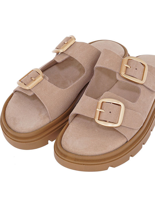 Sandale Casual Damă Flatforme Bej
