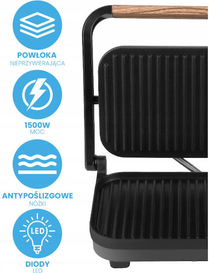 MalTec Sandwichmaker Grill mit Keramikplatten 1500W Schwarz