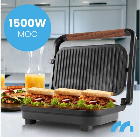 MalTec Sandwichmaker Grill mit Keramikplatten 1500W Schwarz