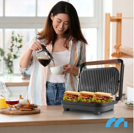 MalTec Sandwichmaker Grill mit Keramikplatten 1500W Schwarz
