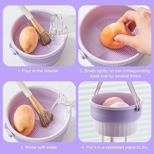 Purple Makeup Brush Cleaning Container
