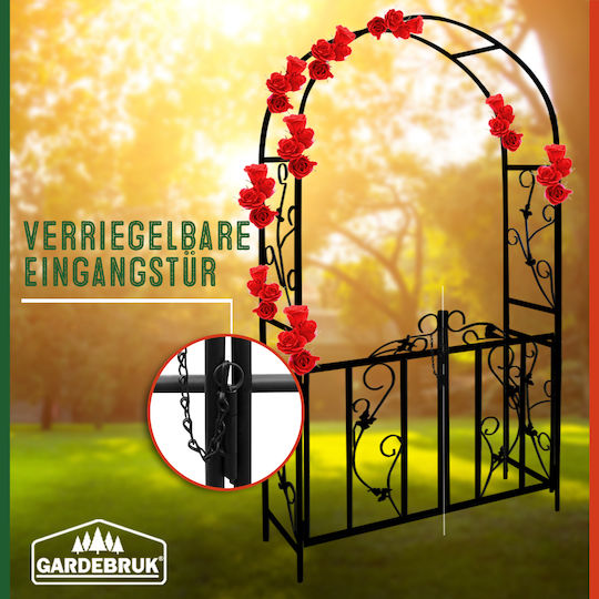 Poartă Arcadă Metalică pentru Flori Gardebruk Pergolă Cadru Metalic 225x115x37cm Negru