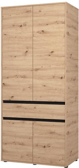 Corbett Δίφυλλη Ντουλάπα Artisan Oak/μαυρο Ματ 93x55x211cm