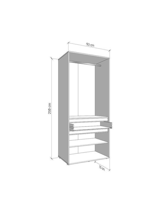 Doppeltür Kleiderschrank Corbett Artisan Oak/Black Matte 93x55x211cm