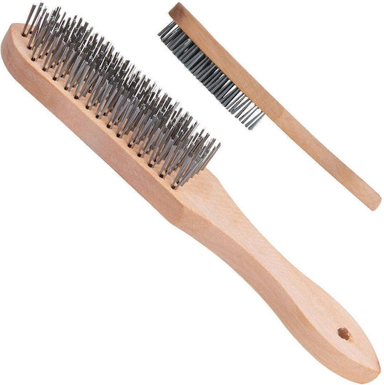 Wire Brush Rust Removal Wooden Handle 6 Rows Wire Bristles Geko G00736