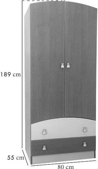 Ușă dublă Dulap cu 2 Sertare Gri 55x189cm