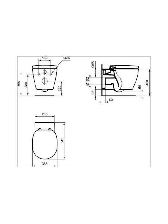Ideal Standard Connect Aquablade Λεκάνη Κρεμαστή με Κάλυμμα Soft Close Λευκή Ideal Standard Connect Aquablade Λεκάνη Κρεμαστή με Κάλυμμα Soft Close Λευκή
