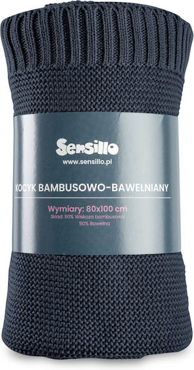 Sensillo Одеяло Детски пелени за пелени Бамбук Тъмносин Navy Blue 100x80см.