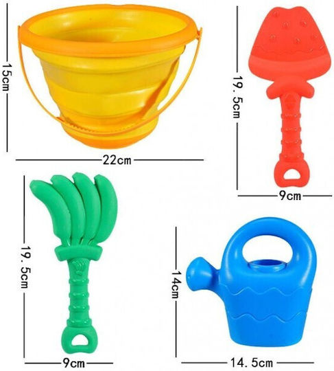 Zusammenklappbares Strand-Eimer-Set 4-teilig 33x9x26cm Luna