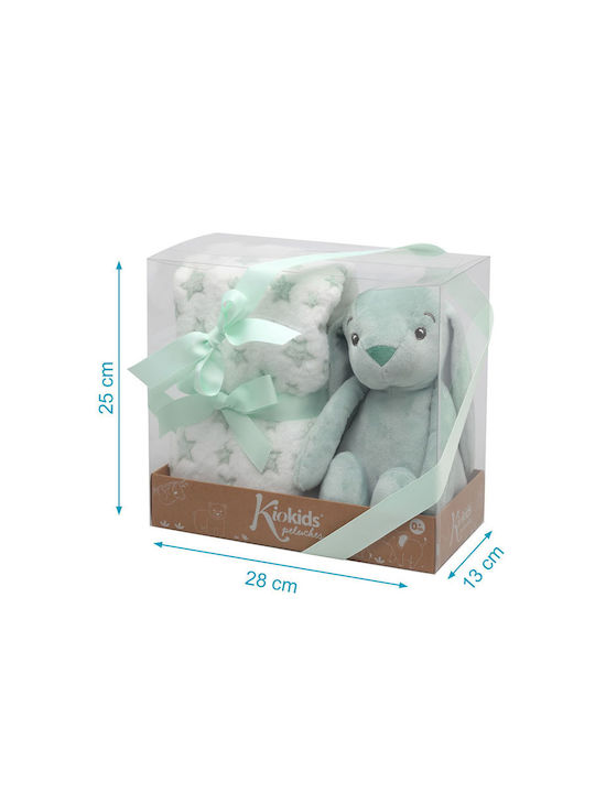 Kiokids Blanket Nursery Swaddling Blankets Fleece White with Animal Mint 100x100cm