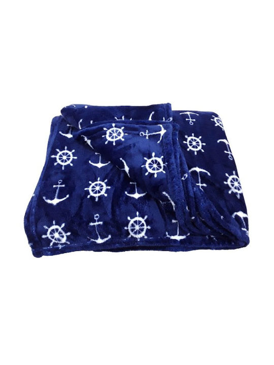 Carbotex Κουβέρτα Κούνιας Anchor Fleece Μπλε 150x200εκ.