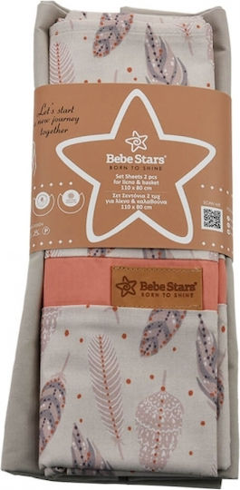 Bebe Stars Stars Set Baby Bettlaken Für Wiege Baumwolle Boho Gray 80x110cm 2Stück
