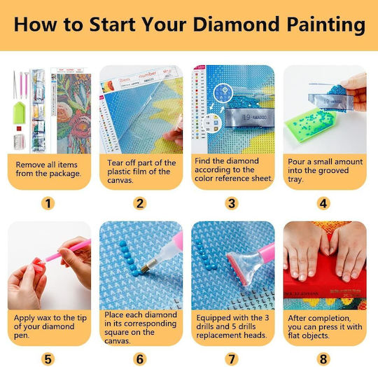 Tishiron 5D Diamond Painting Kit Abstract Flowers 30x45cm