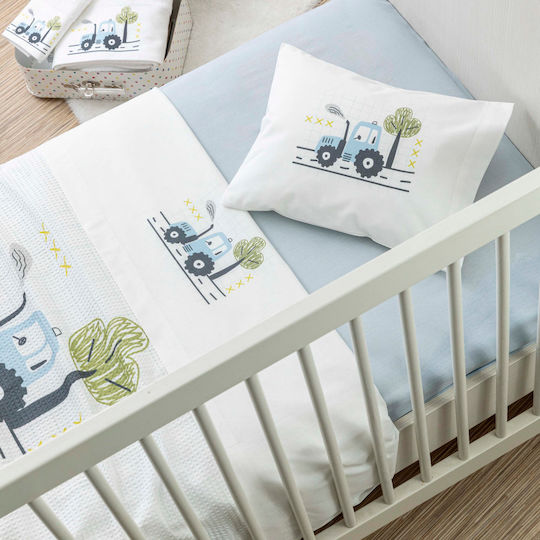 Borea Baby Sheets Set Crib Cotton White 120x170cm 3pcs