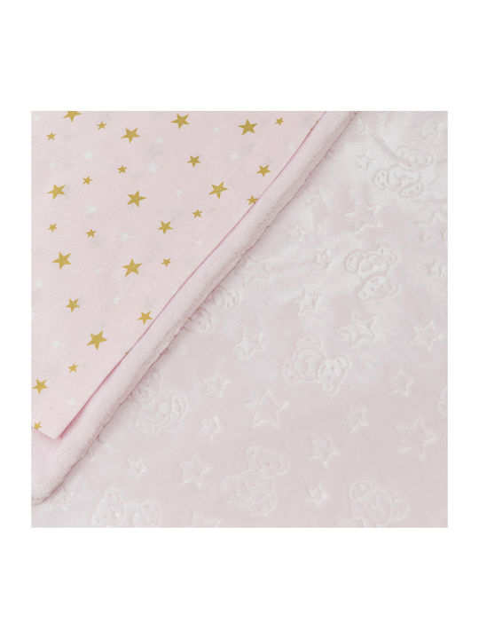 Borea Blanket Cot Pink with Animal 110x140cm