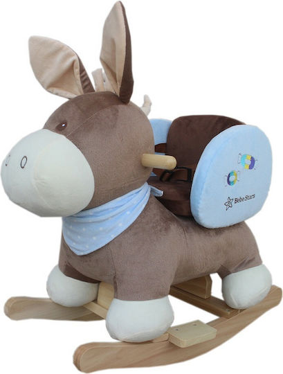 Bebe Stars Fabric Rocking Toy Donkey for 7+ months with Sounds Brown