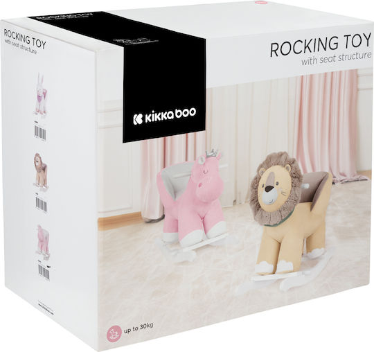 Kikka Boo Fabric Rocking Toy Hippo for 12+ months with Max Load Capacity 30kg Pink