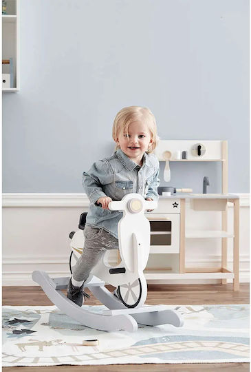 Kids Concept Wooden Rocking Toy Scooter for 18+ months with Max Load Capacity 50kg White