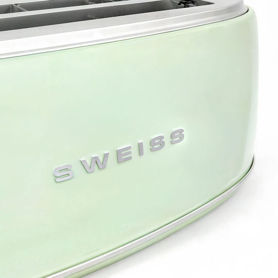 Sweiss Retro Toaster 2 Slots 1500W Pastel Green