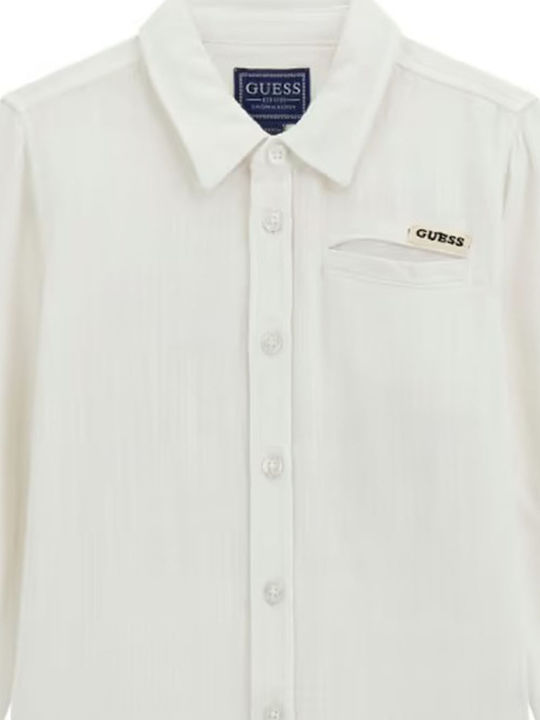 Kids Shirt Long Sleeve Linen White