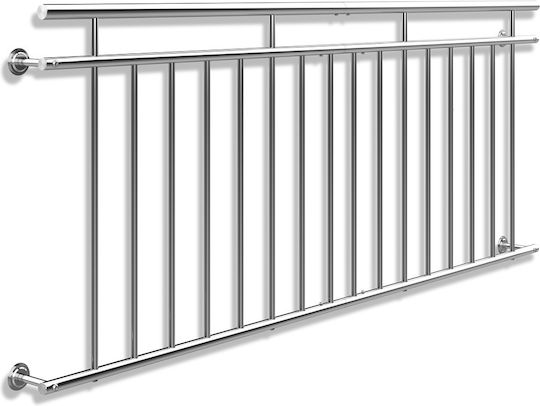 French Balcony Terrace Railing Stainless Steel 90 x 225 cm