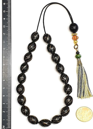 Roloi Komboloi Ebony Worry Beads Black 32cm