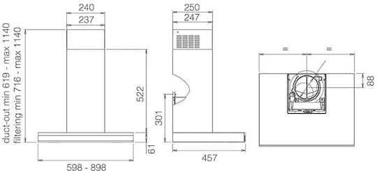 Elica Adele BLIX/A/60 GFI Chimney Vent Hood 60cm Inox